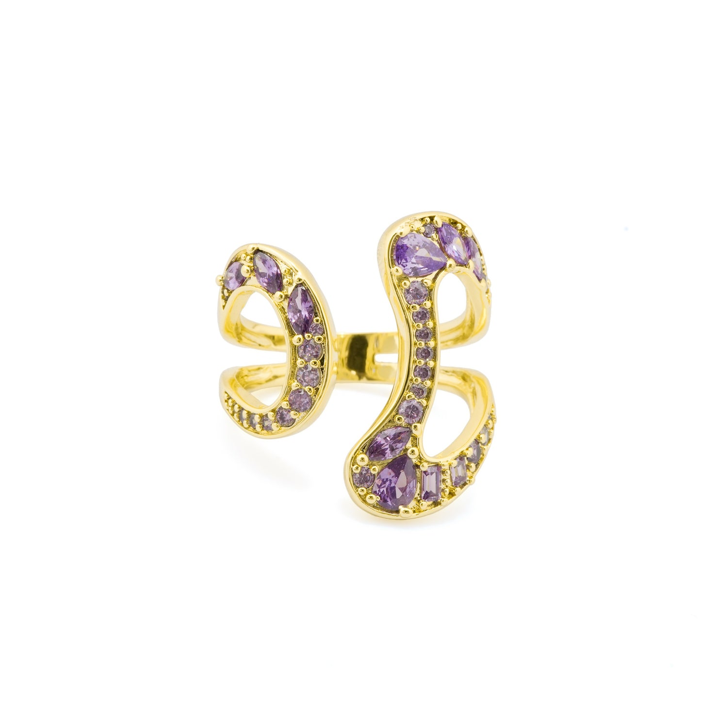 Amethyst Waves Double Ring