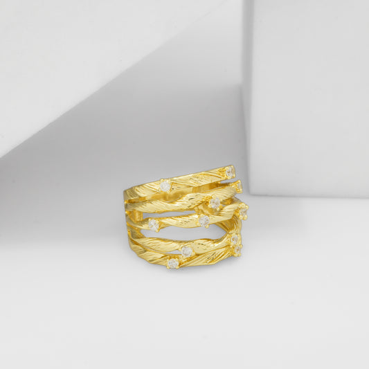 Gilded Vine & Crystal Ring