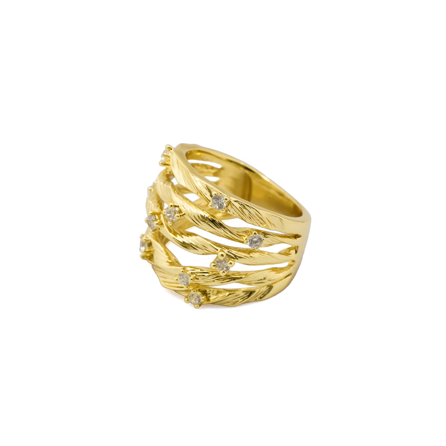 Gilded Vine & Crystal Ring