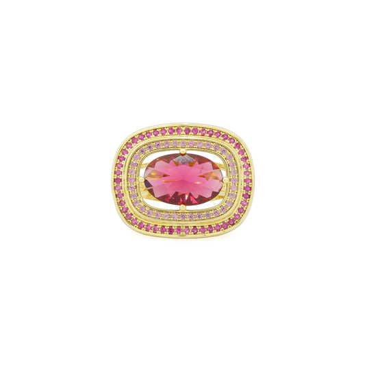 Raspberry Radiance Double Halo Ring