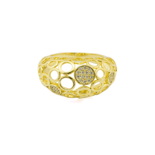 Golden Bubble Pave Ring