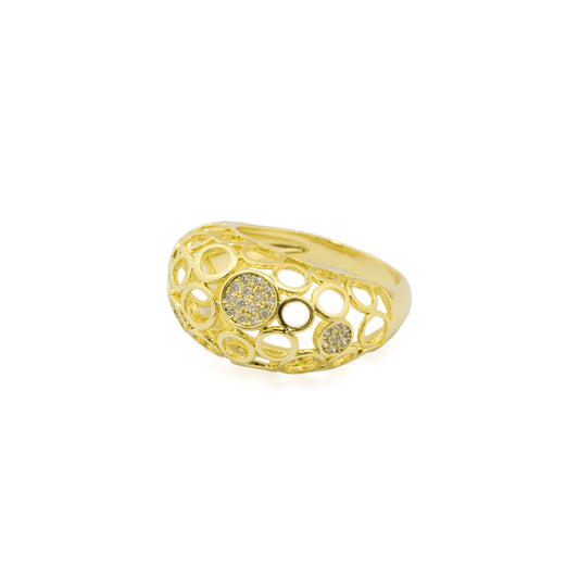 Golden Bubble Pave Ring