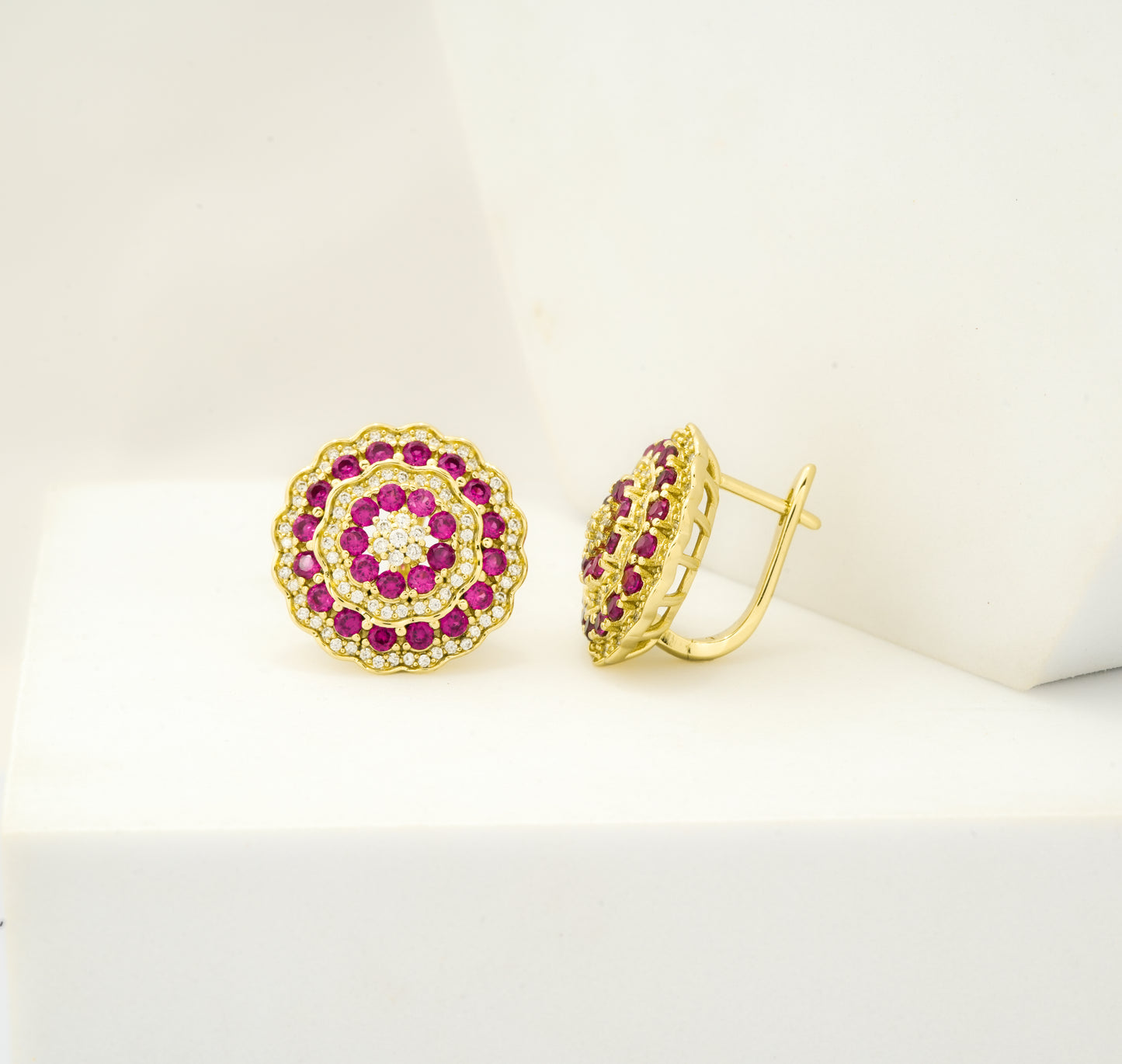 Pink Pave Knot Huggies