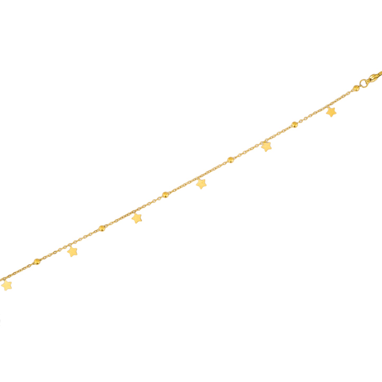 Celestial Dangle Star Charm Anklet in Gold Tone – Delicate Chain Anklet with Mini Star Pendants & Bead Detailing for Everyday Elegance