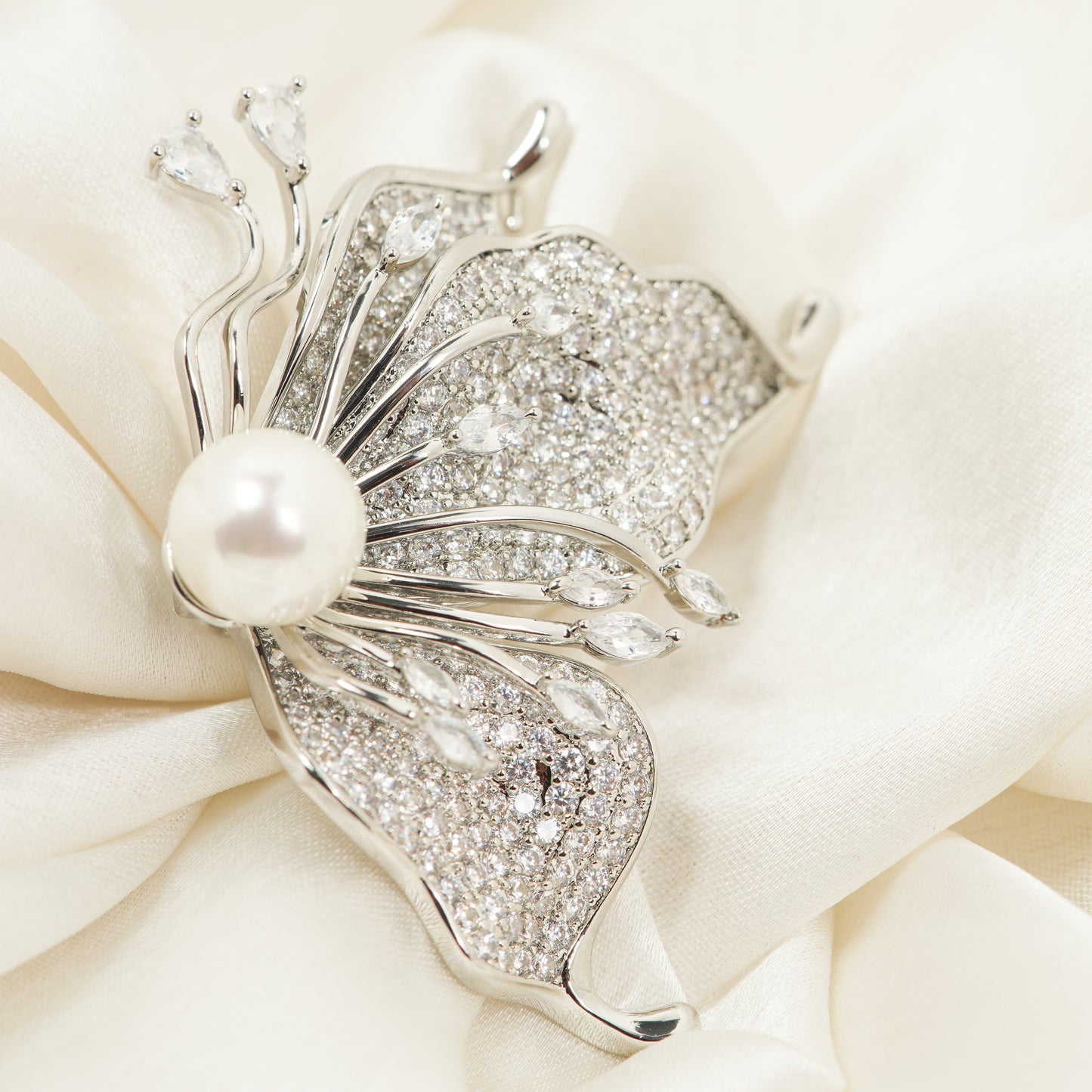 Glimmering Pave Butterfly Brooch