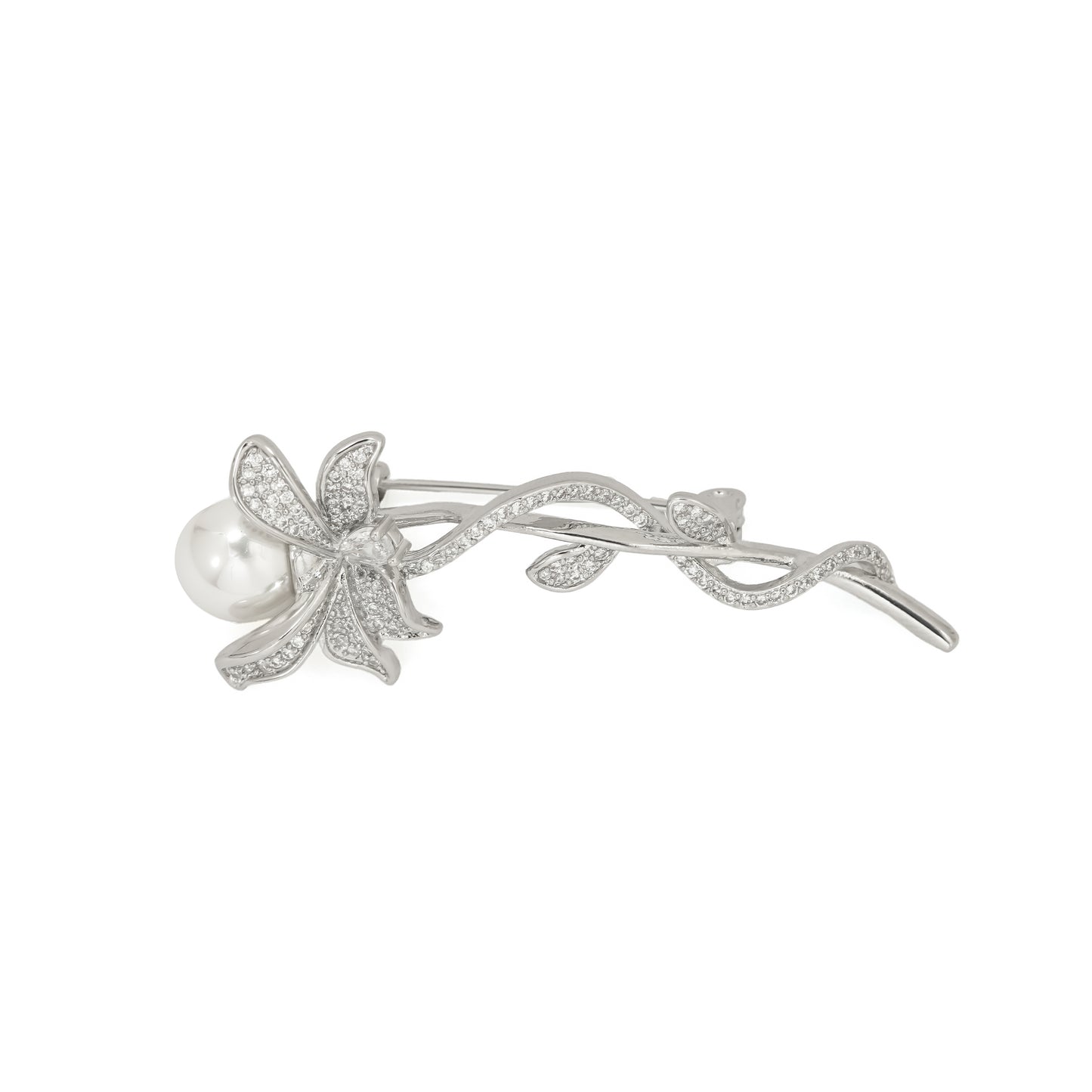 Silver Flower Vine Bar Brooch
