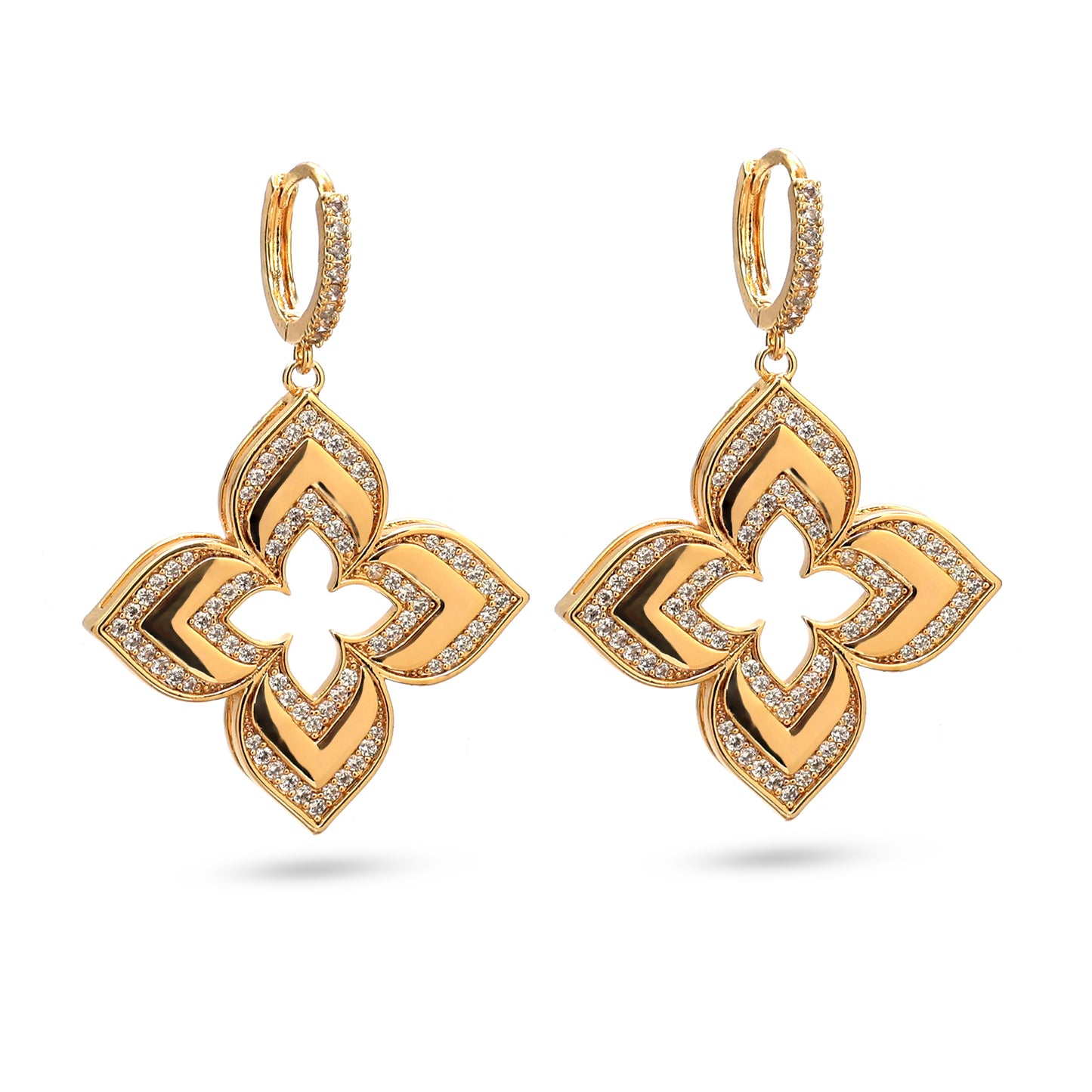 Gold Floral Drop Earrings and Pendant Necklace Set for Women | Designer Statement Jewelry | Elegant Party & Festive Wear